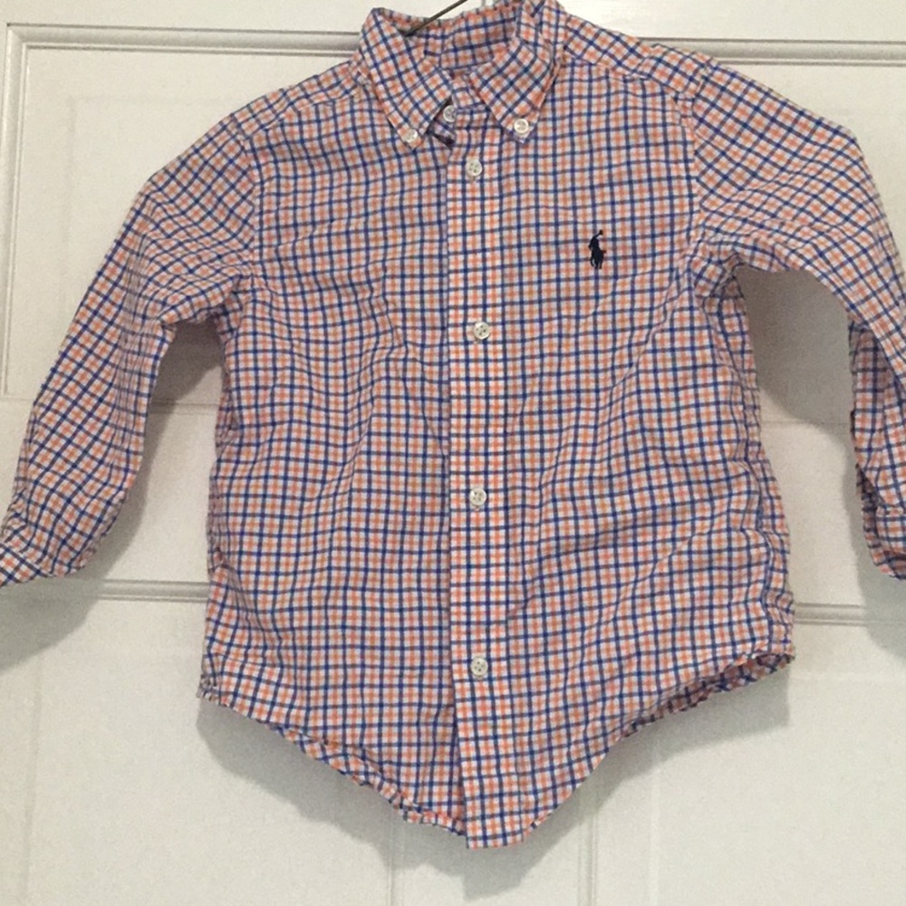 Boys navy and orange button up Ralph Lauren